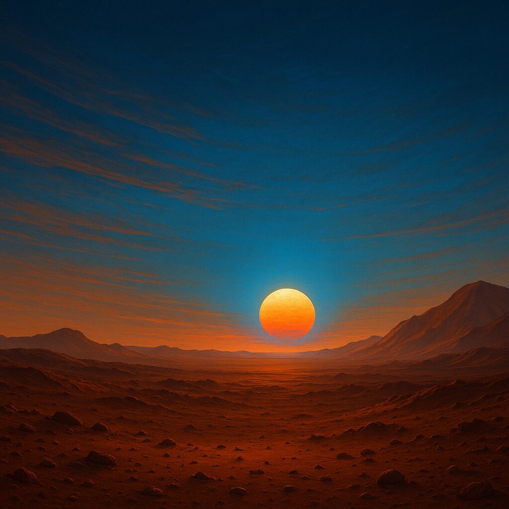 火星の青い夕焼けのイラスト