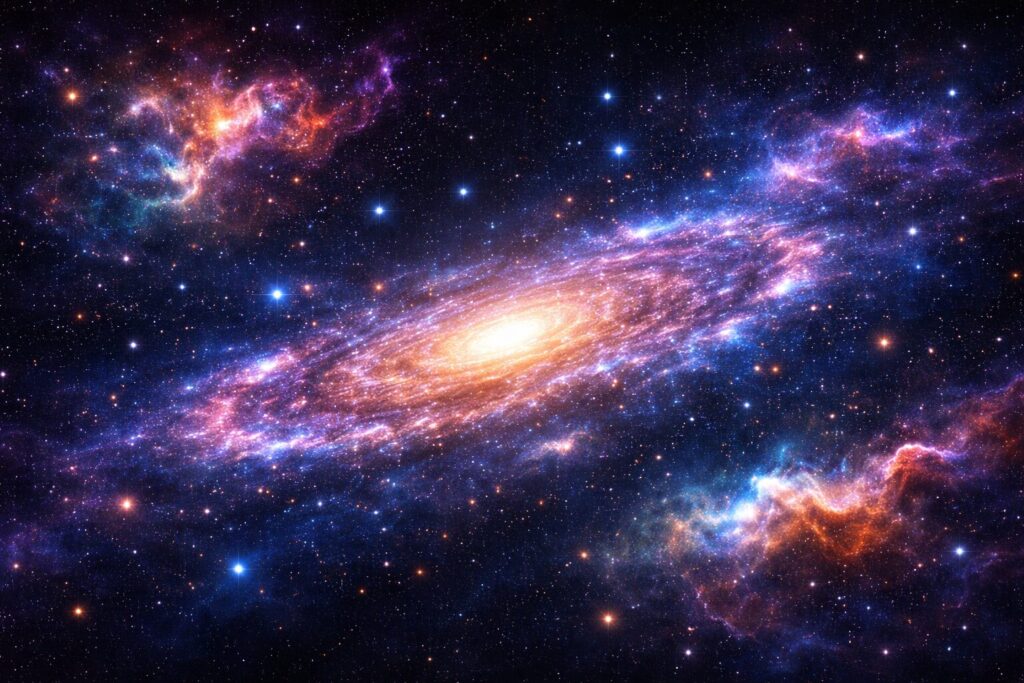 銀河と星々の壮大な眺めをイメージしたイラスト