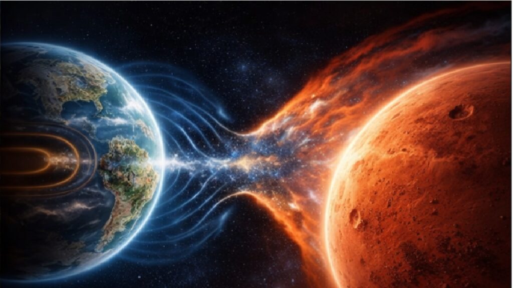 地球と火星大気の流れイメージ