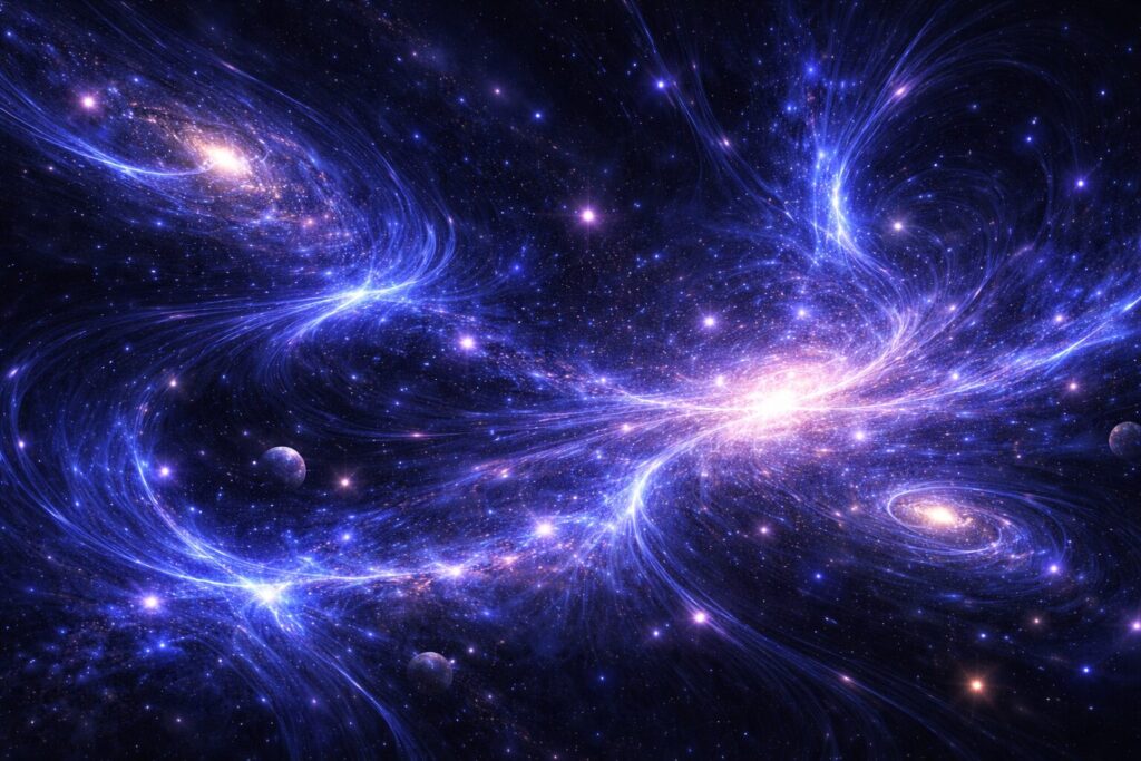 神秘的な宇宙の螺旋銀河のイラスト