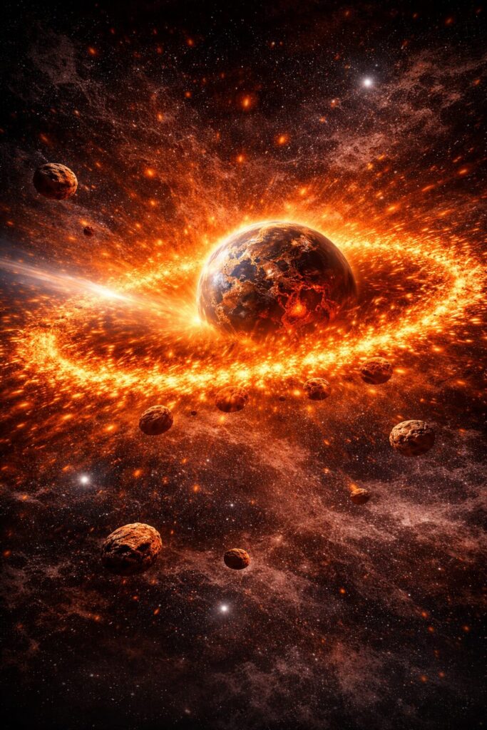 惑星の衝突、月の始まり？のイラストイメージ